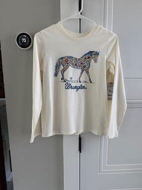 Wrangler Cream Long-Sleeve Tee with Colorful Horse size girls XL